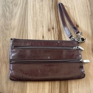 HOBO Dark Brown Leather Wristlet Clutch